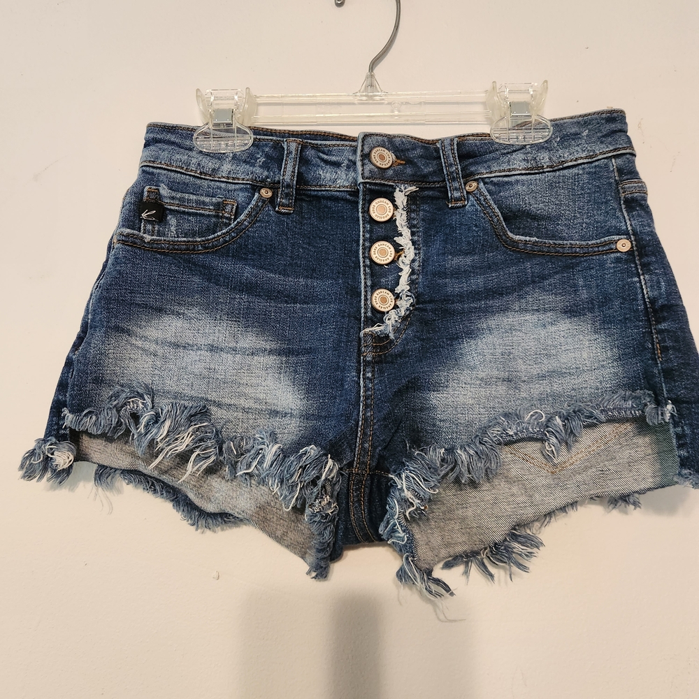 KanCan Blue Distressed Jean Shorts High-Waisted Medium